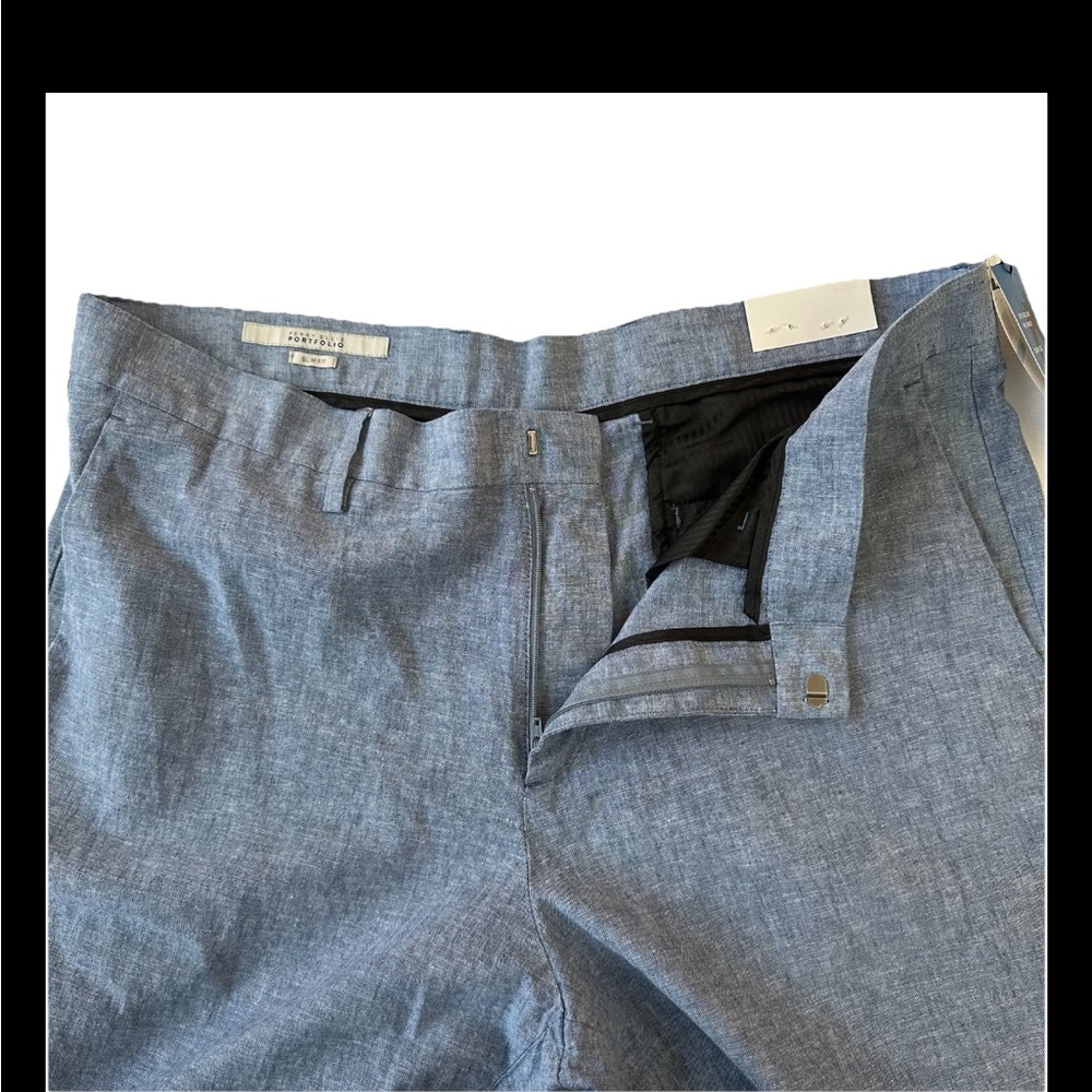 Perry Ellis Men’s Slim Fit Linen Pants Light Blue 36x30 NWT - Picture 7 of 10